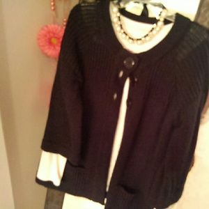 New Directions 3 button black sweater